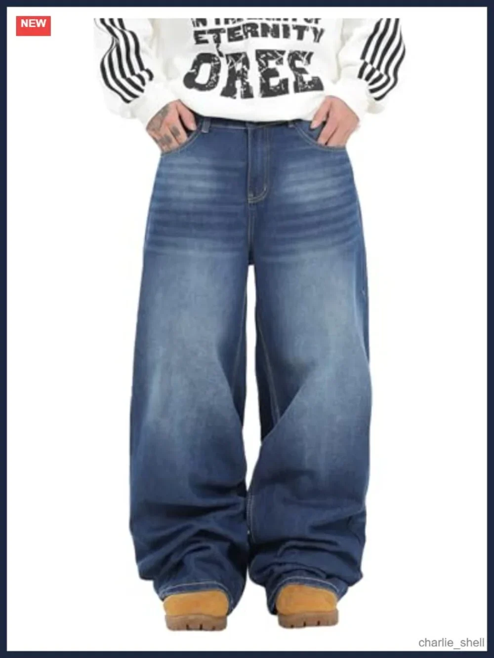 Y2K Hip Hop Wide Leg Denim Jeans Men's Baggy Skateboard Streetwear
